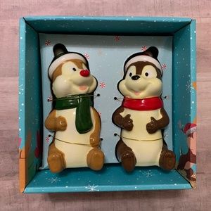 Disney Chip N Dale Chipmunks Ceramic Christmas Salt and Pepper Shakers